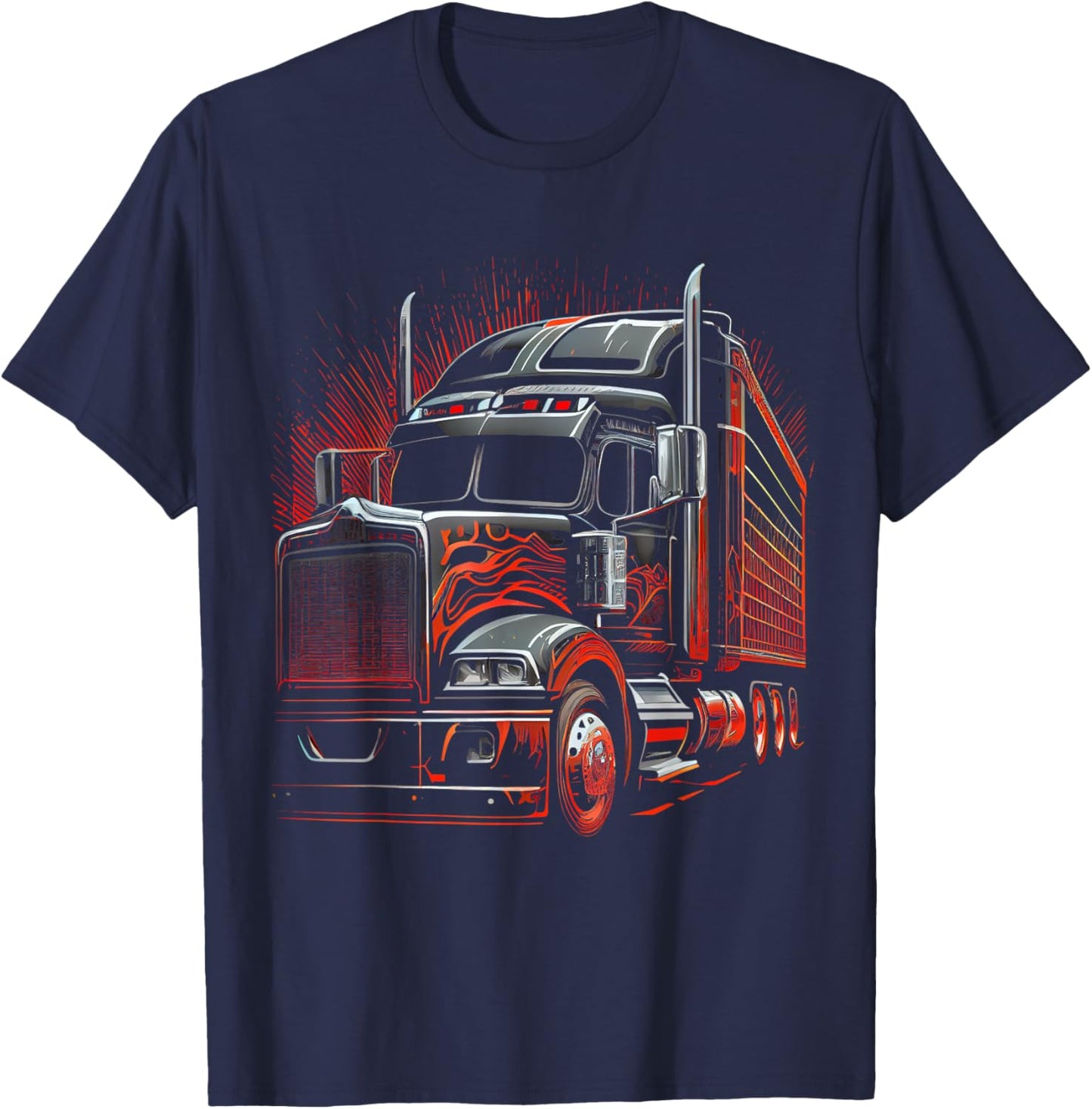 US American Flag Trucker Truck Driver Gift Women Men T-Shirt - T-Shirt | Navy