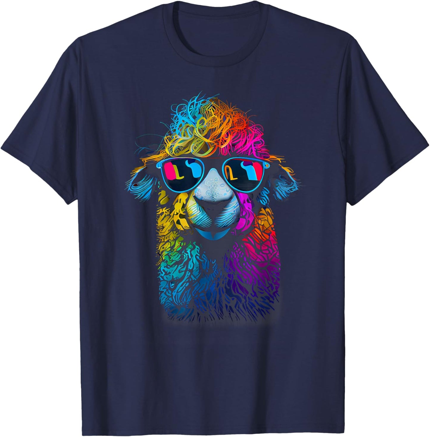Lama Colorful Cool Alpaca Alpacalover T-Shirt - T-Shirt | Navy