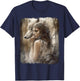 Woman and Grey Wolf in Forest Fantasy T-Shirt - T-Shirt | Navy