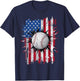 American Flag Baseball Vintage 4th of July USA Patriotic T-Shirt - T-Shirt | Navy