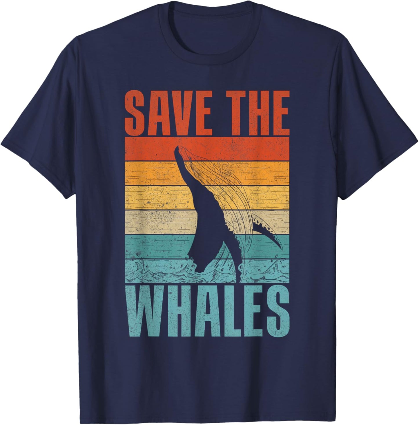 Save the Whales Lover Marine Scientist Environmentalist T-Shirt - T-Shirt | Navy