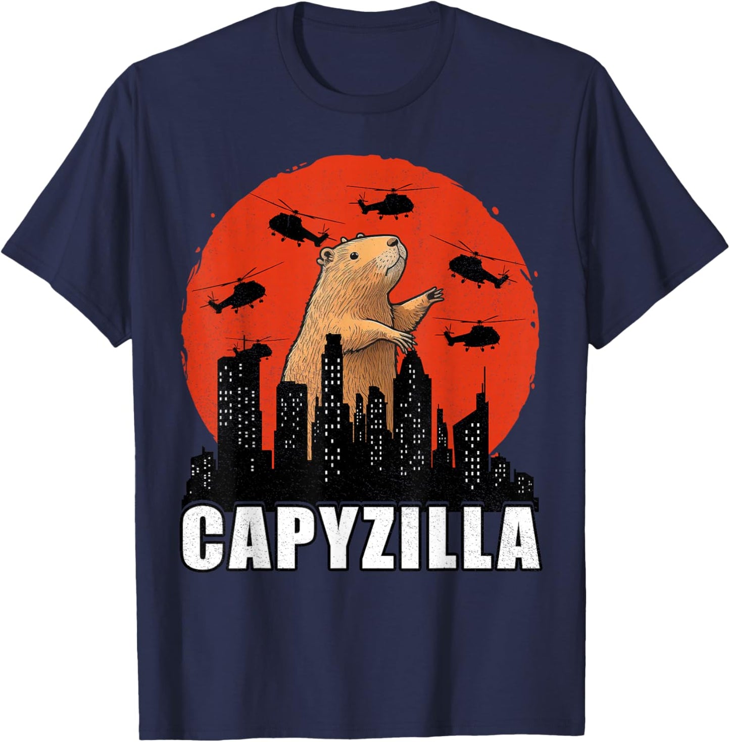 Capybara Shirt Funny Capybara Rodent Capyzilla Funny T-Shirt - T-Shirt | Navy