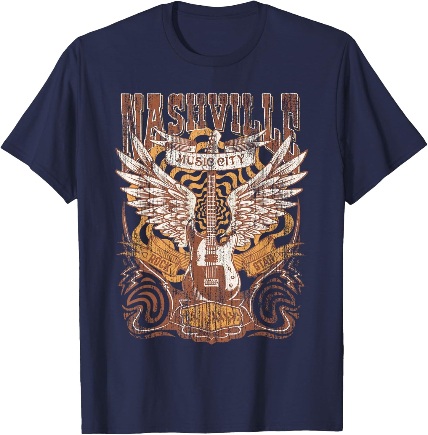 Nashville Tennessee Guitar Country Music City Guitarist Gift T-Shirt - T-Shirt | Navy