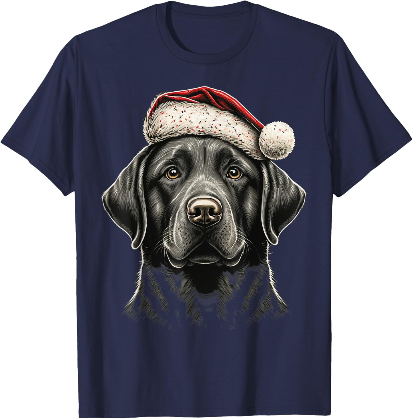 Xmas Labrador Santa on Christmas Labrador Retriever T-Shirt - T-Shirt | Navy