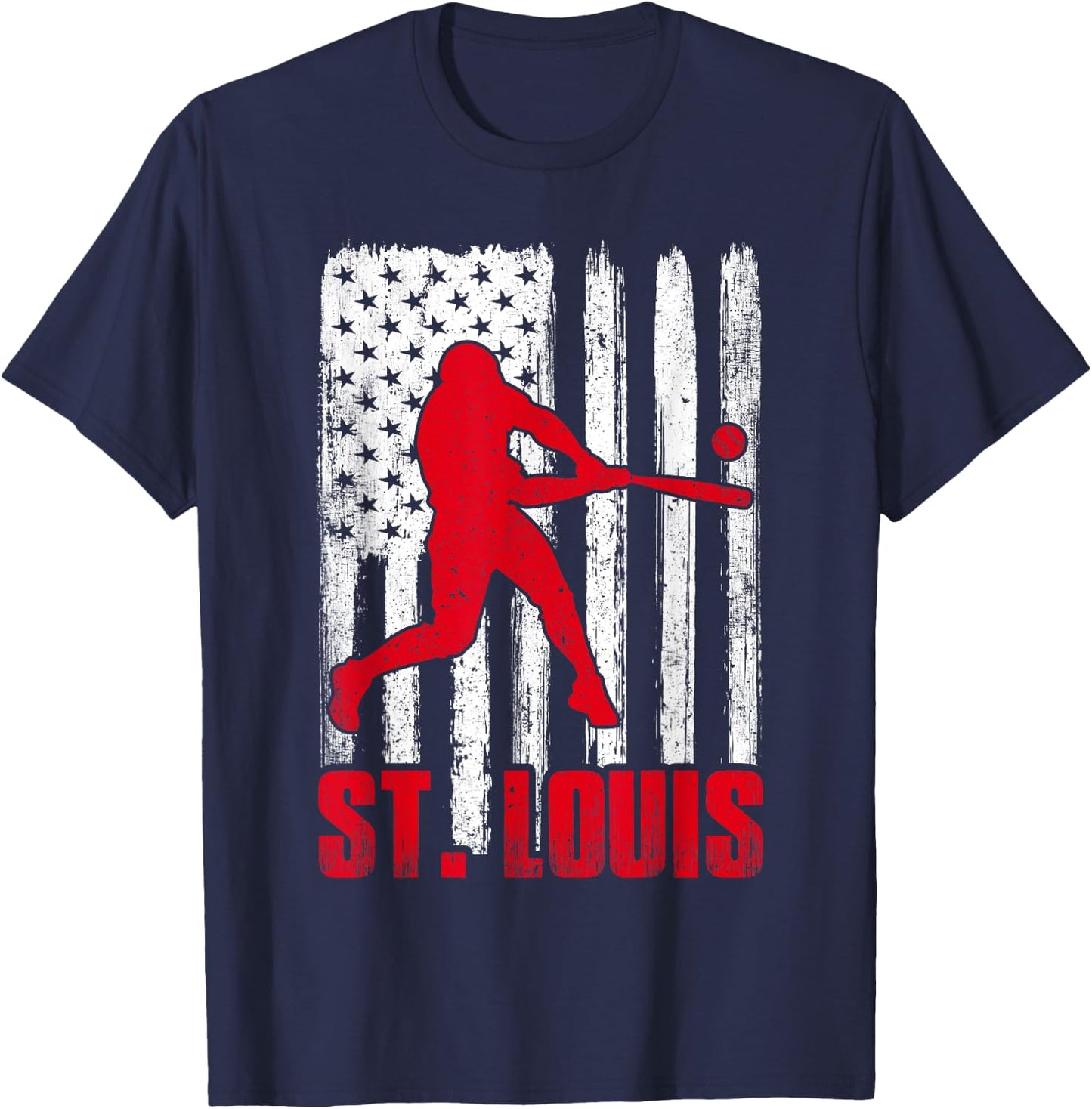 St. Louis Retro Baseball Flag Patriotic Men Women Kids T-Shirt - T-Shirt | Navy