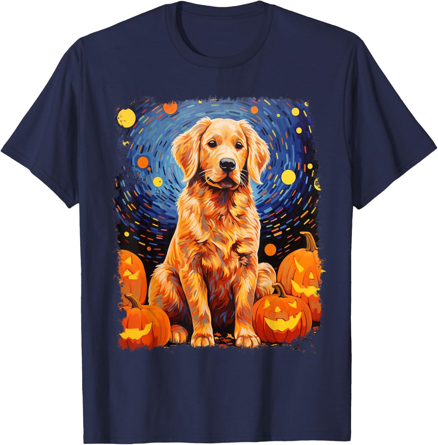 Golden Retriever Halloween T-Shirt - T-Shirt | Navy