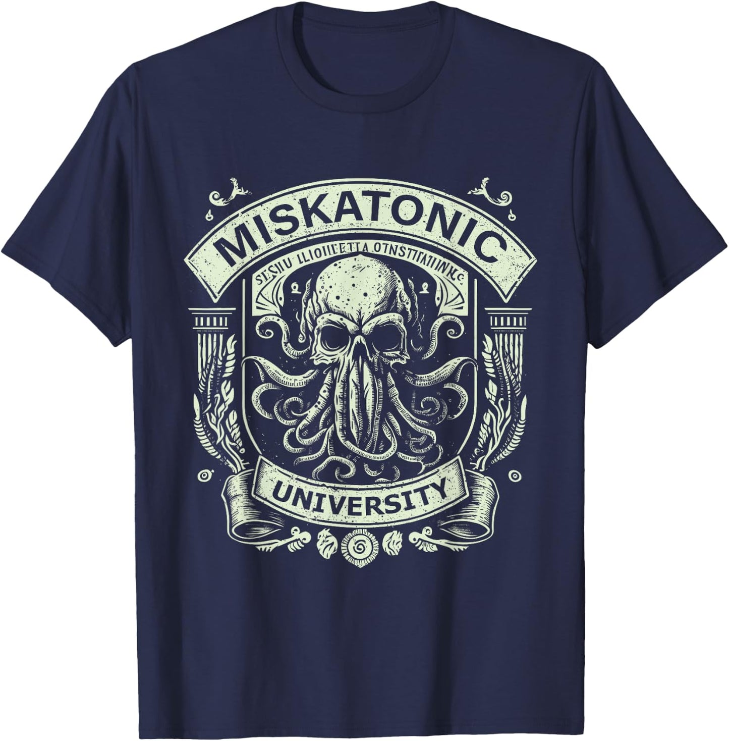 SAMURAI - Monster's Cryptozoology & Cryptids Cthulhu Miskatonic University - -Adults - Black - Small - Short Sleeve - Classic Fit - Halloween - Horror T-Shirt - T-Shirt | Navy