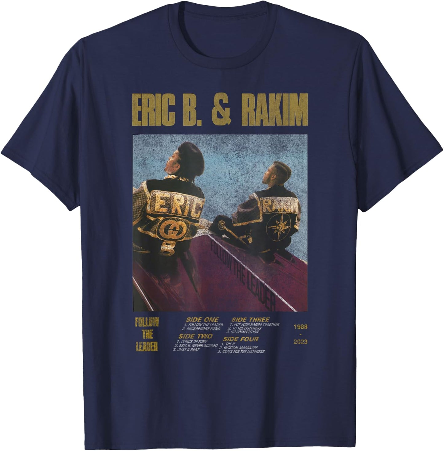 Eric B & Rakim – FTL Tracklist On Blue T-Shirt - T-Shirt | Navy