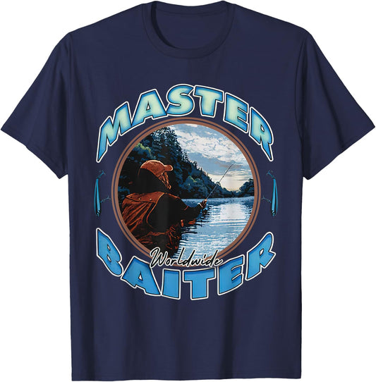 Master Baiter Worldwide Fishing Enthusiast T-Shirt - T-Shirt | Navy
