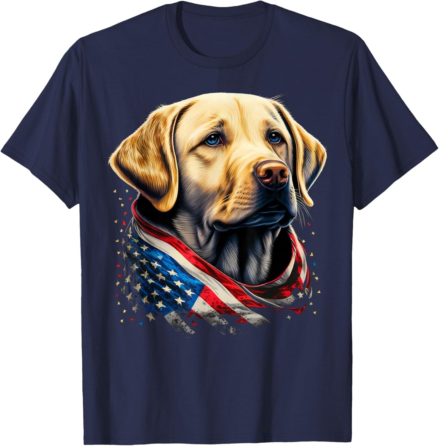 USA 4th Of July Yellow Patriotic American Labrador Retriever T-Shirt - T-Shirt | Navy