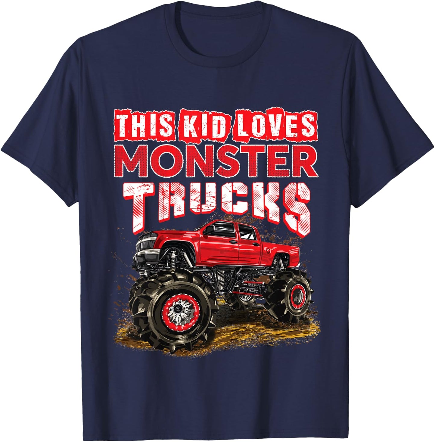 Monster Truck For Kids Boys Girls Monster Truck Lovers T-Shirt - T-Shirt | Navy