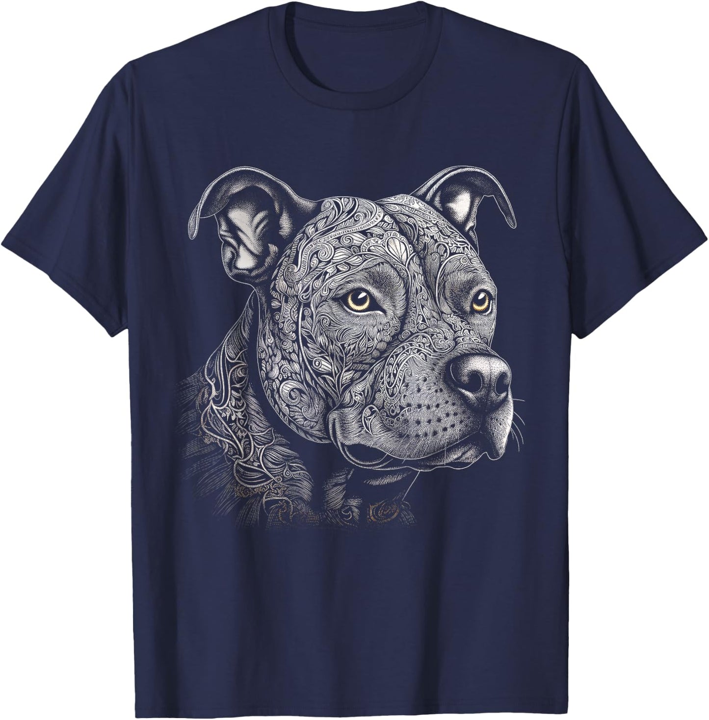 Pit Bull Mom Dog Lover Mandala Artistic Pitbull Owner Women T-Shirt - T-Shirt | Navy