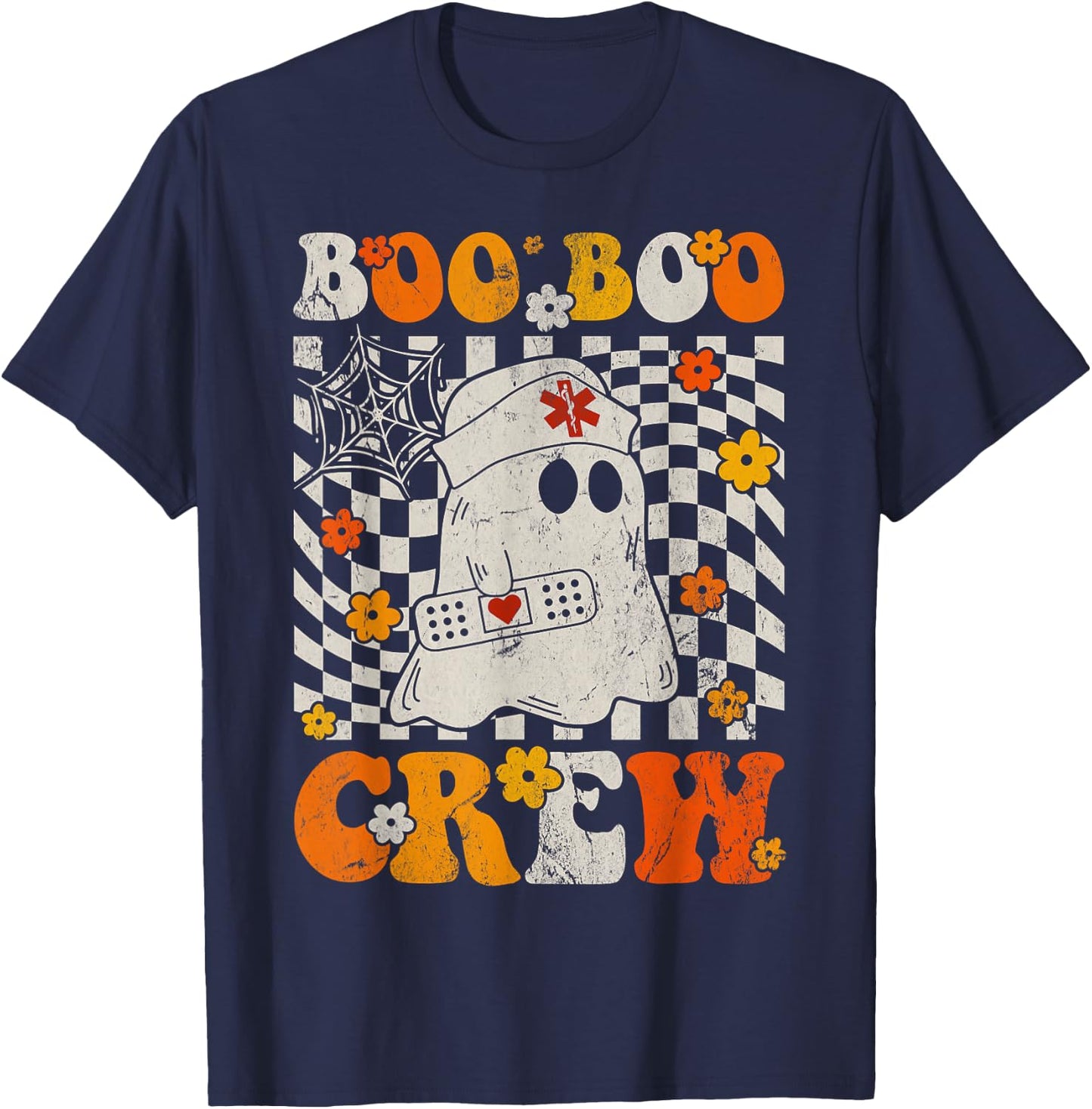 Funny Boo Boo Crew Nurse Halloween Costume Ghost Nursery T-Shirt - T-Shirt | Navy