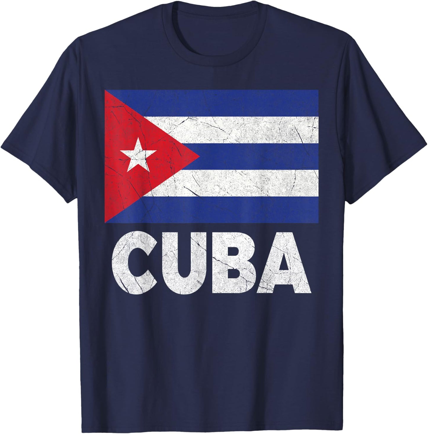 Cuban Flag Cuba Cubano Cubana Vintage Distressed Birthday T-Shirt - T-Shirt | Navy
