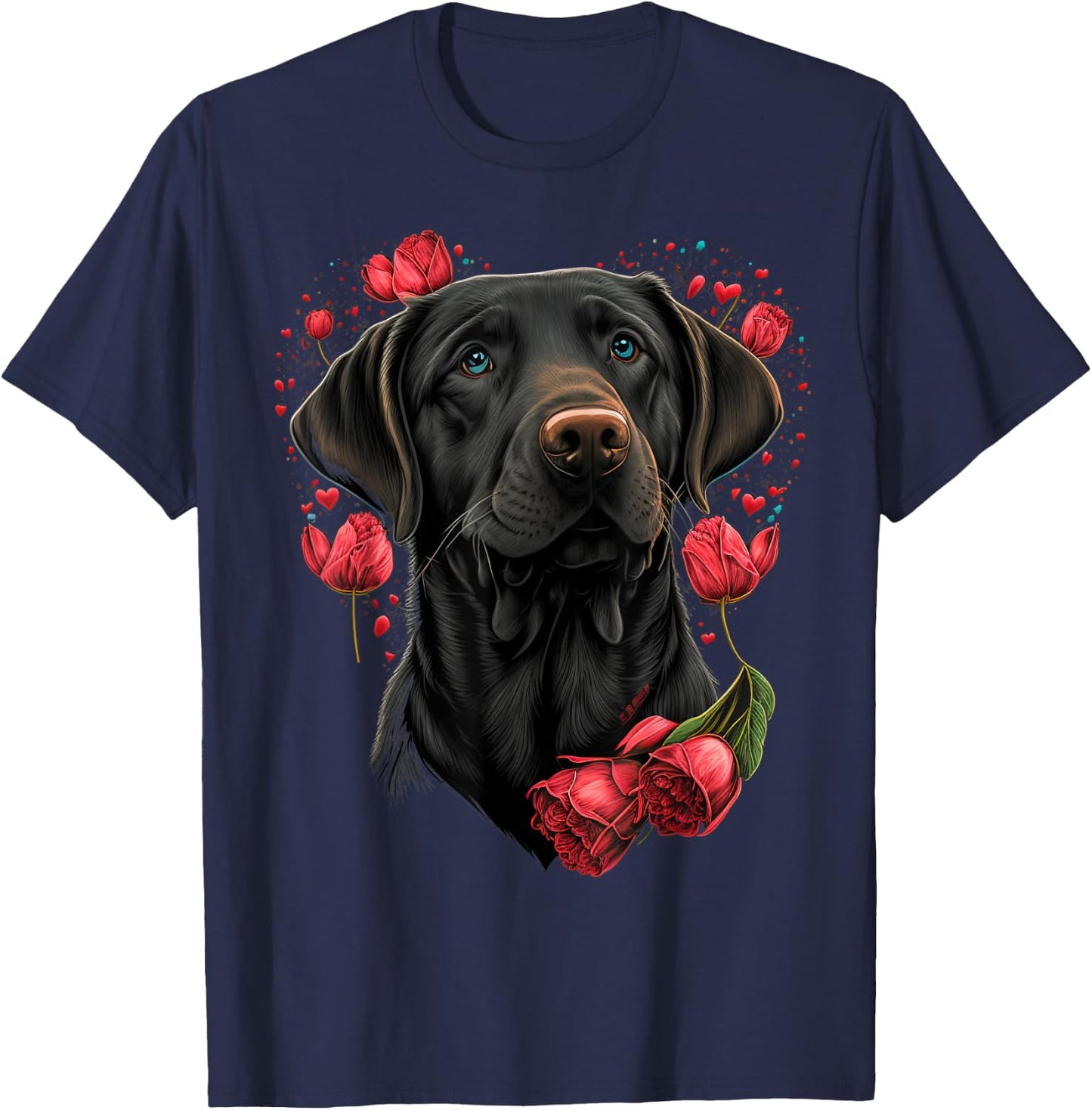 Two Labradors Valentines Day Love Couple Labrador Retriever T-Shirt - T-Shirt | Navy