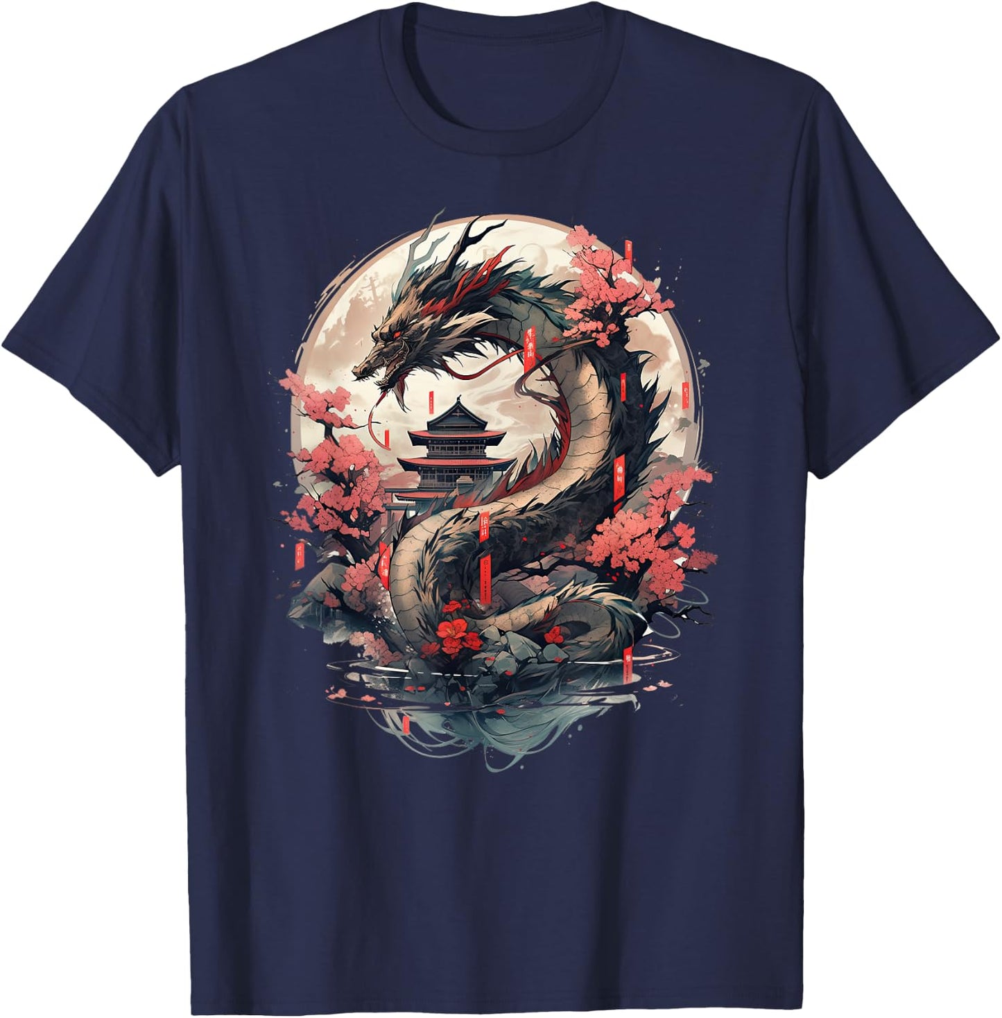 Japanese Aesthetic Dragon japanese art Japan Tattoo T-Shirt - T-Shirt | Navy