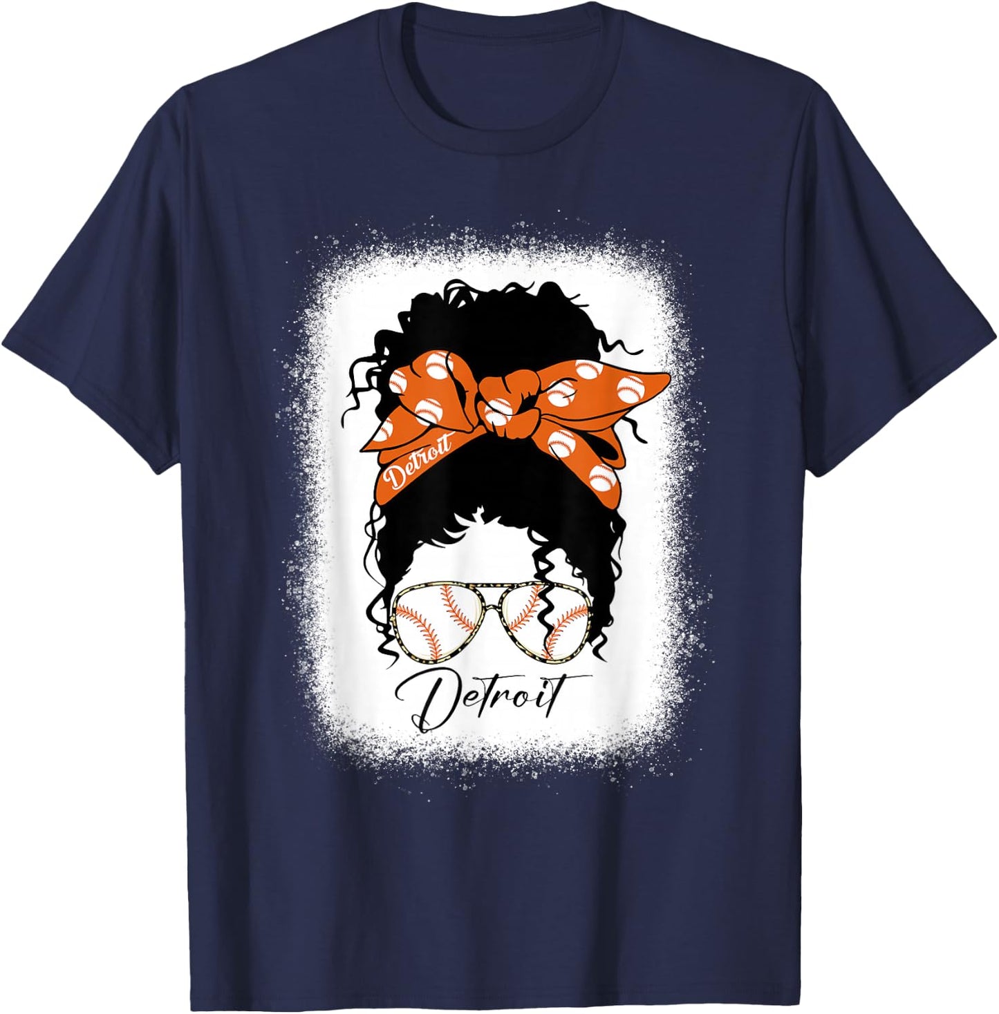 Datroit Messy Bun Bleached I Love Datroit T-Shirt - T-Shirt | Navy