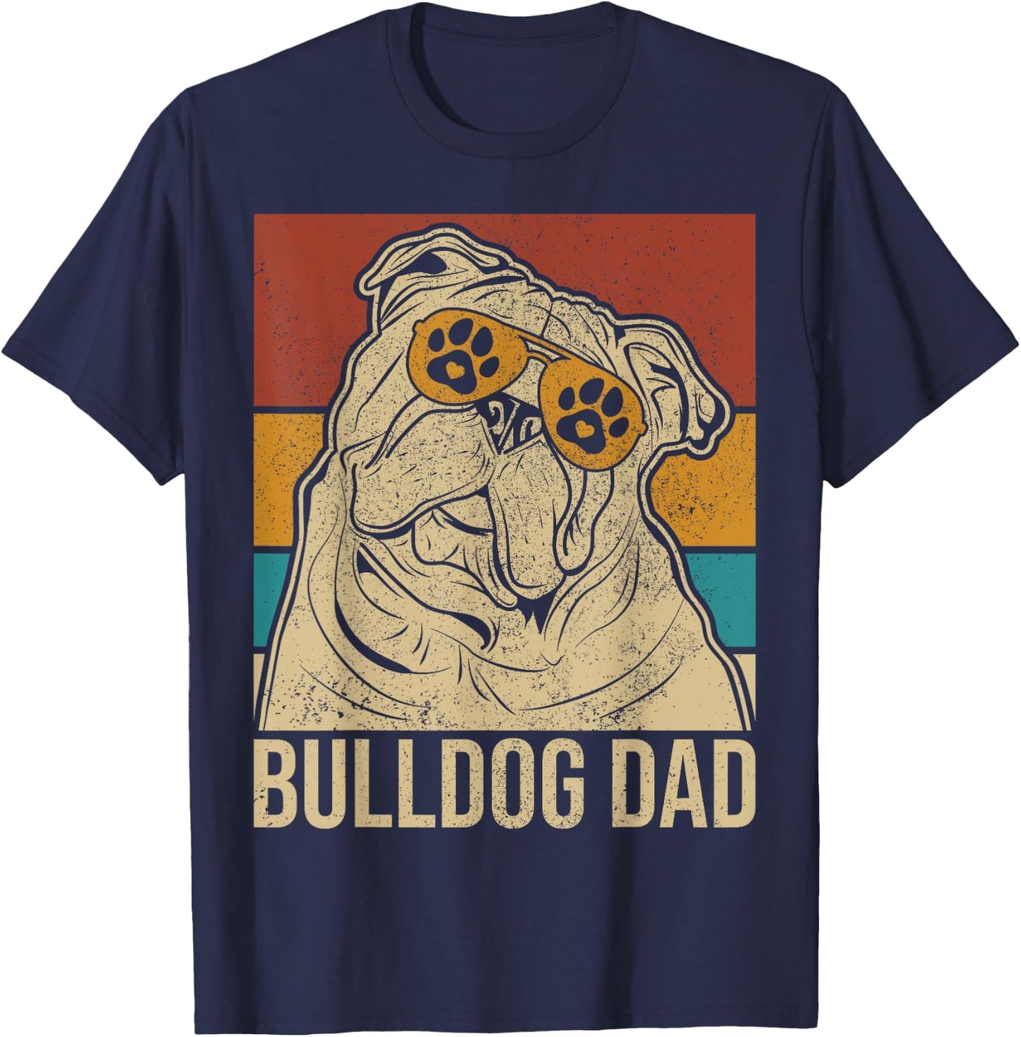 Dog Papa Pet Owner Animal Lover Outfit English Bulldog Dad T-Shirt - T-Shirt | Navy