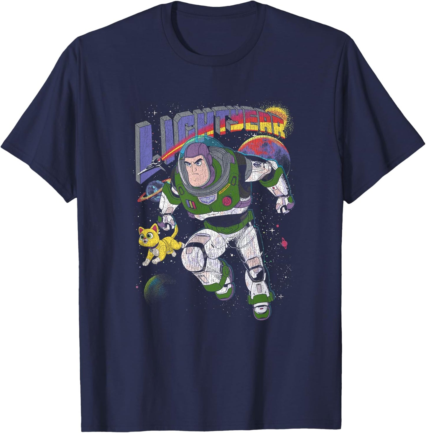 Disney Pixar Lightyear Buzz and Sox Retro Space Ranger T-Shirt - T-Shirt | Navy
