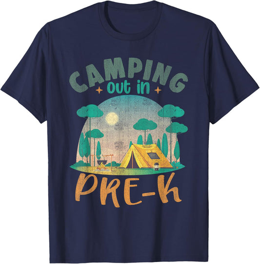 Camping Out In Pre K Funny School T-Shirt - T-Shirt | Navy