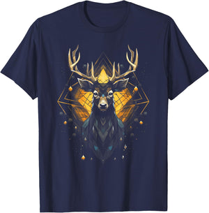 Antler Beautiful deer Forest Animal Deer Artwork Outdoor Nature T-Shirt - T-Shirt | Navy