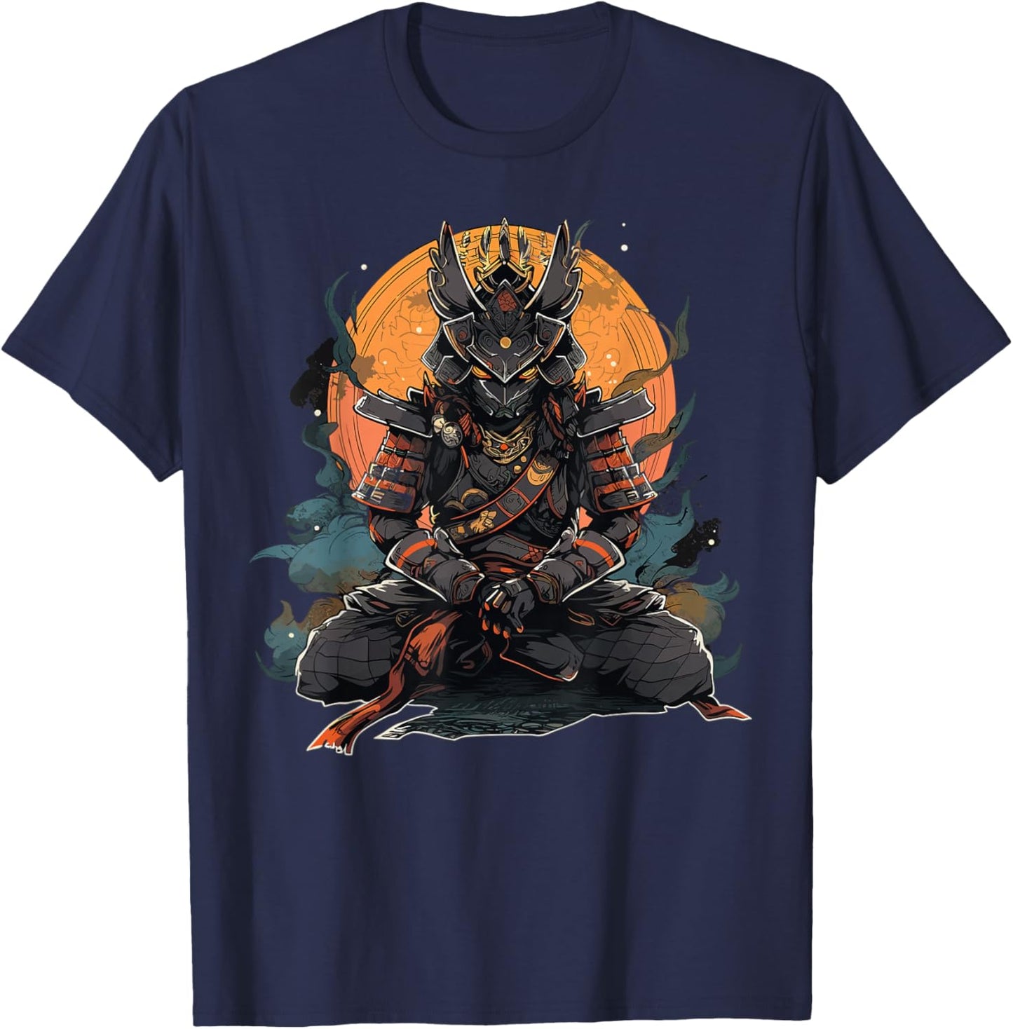 Japanese Art Samurai Vintage Fighter Retro Meditation T-Shirt - T-Shirt | Navy