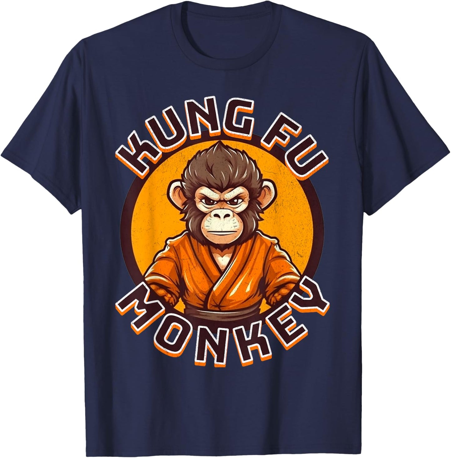 Kung Fu Monkey - Monkey in a Karate GI - Funny Martial Arts T-Shirt - T-Shirt | Navy