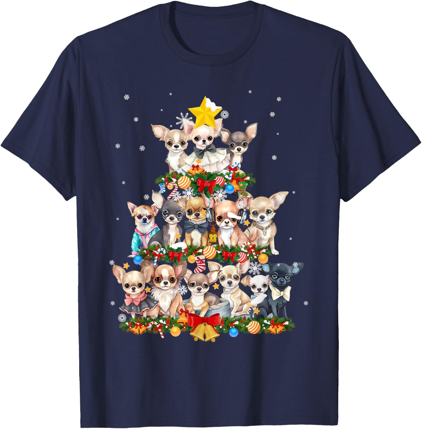 Chihuahua Chihuahueño Christmas Tree T-Shirt - T-Shirt | Navy