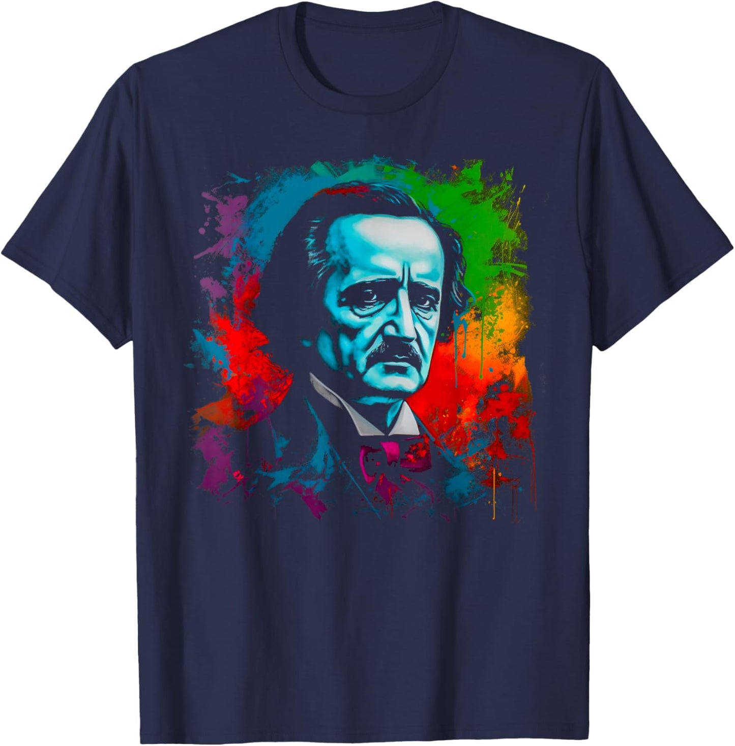 ExpressionWear Edgar Allan Poe Horror - -Adults, Black, Small, Short Sleeve, Classic Fit, Cotton, Polyester T-Shirt - T-Shirt | Navy