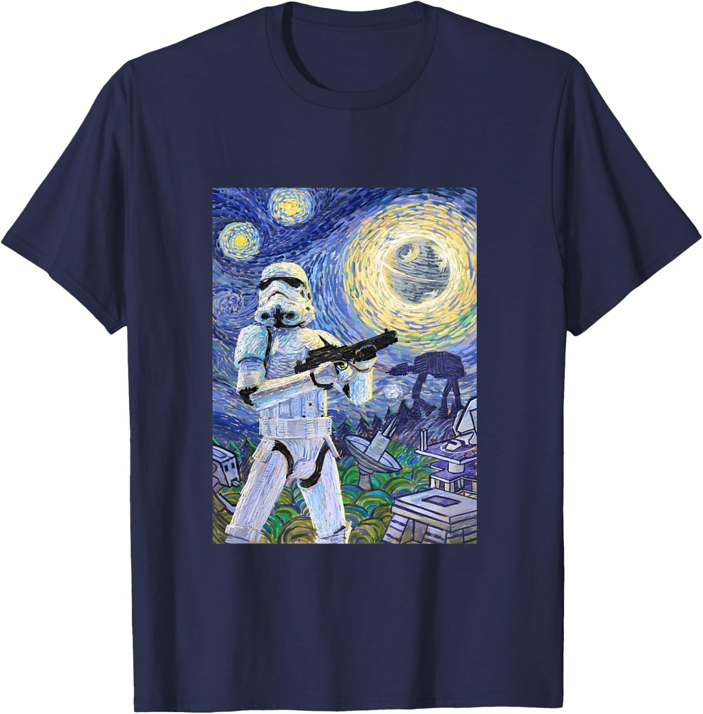 Kids Star Wars Classic Stormtrooper Van Gogh Starry Night Print T-Shirt - T-Shirt | Navy
