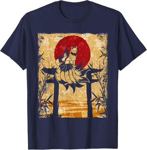 Nine-tailed fox Japanese retro art T-Shirt - T-Shirt | Navy
