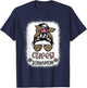 Cheer Bonus Mom Leopard Messy Bun Cheerleader Bleached T-Shirt - T-Shirt | Navy