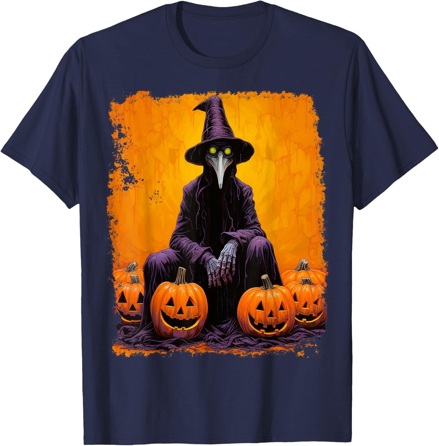 Pop Art Halloween Theme Plague Doctor T-Shirt - T-Shirt | Navy