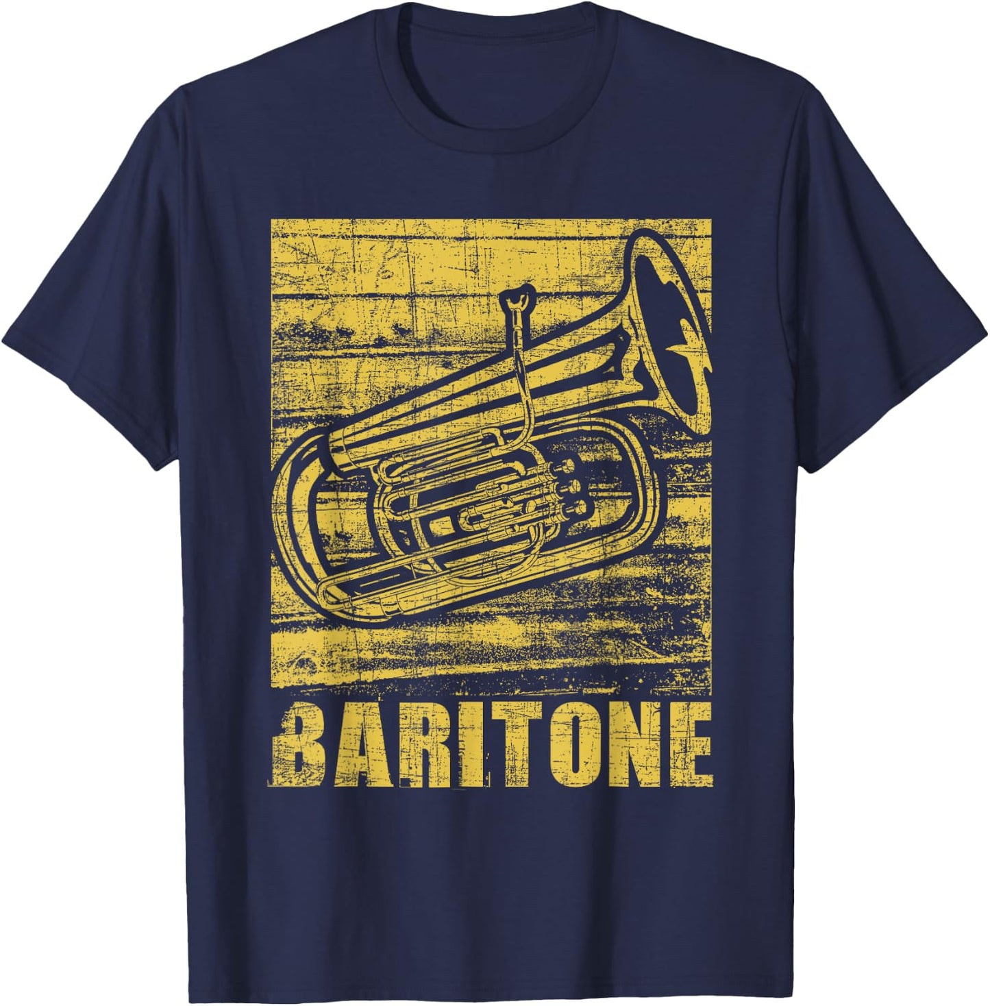 Baritone - Distressed Euphonium Lover Marching Bandmaster T-Shirt - T-Shirt | Navy