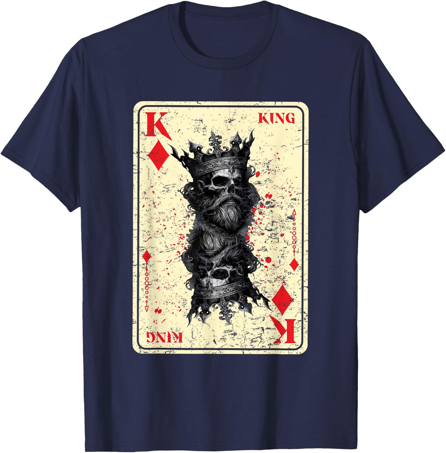 Gothic Card Game Halloween Scary Horror King of Diamonds T-Shirt - T-Shirt | Navy