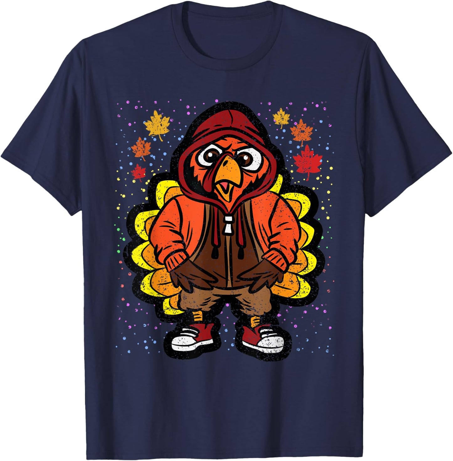 Turkey Gangster Thanksgiving Day Funny Bird Fall Autumn T-Shirt - T-Shirt | Navy
