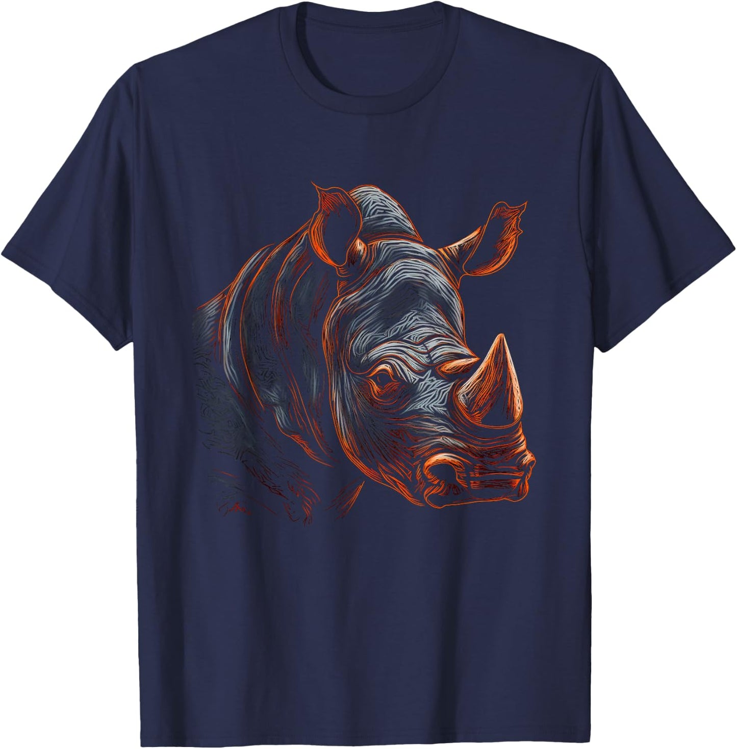 Rhino Artwork - Animal Rhino T-Shirt - T-Shirt | Navy