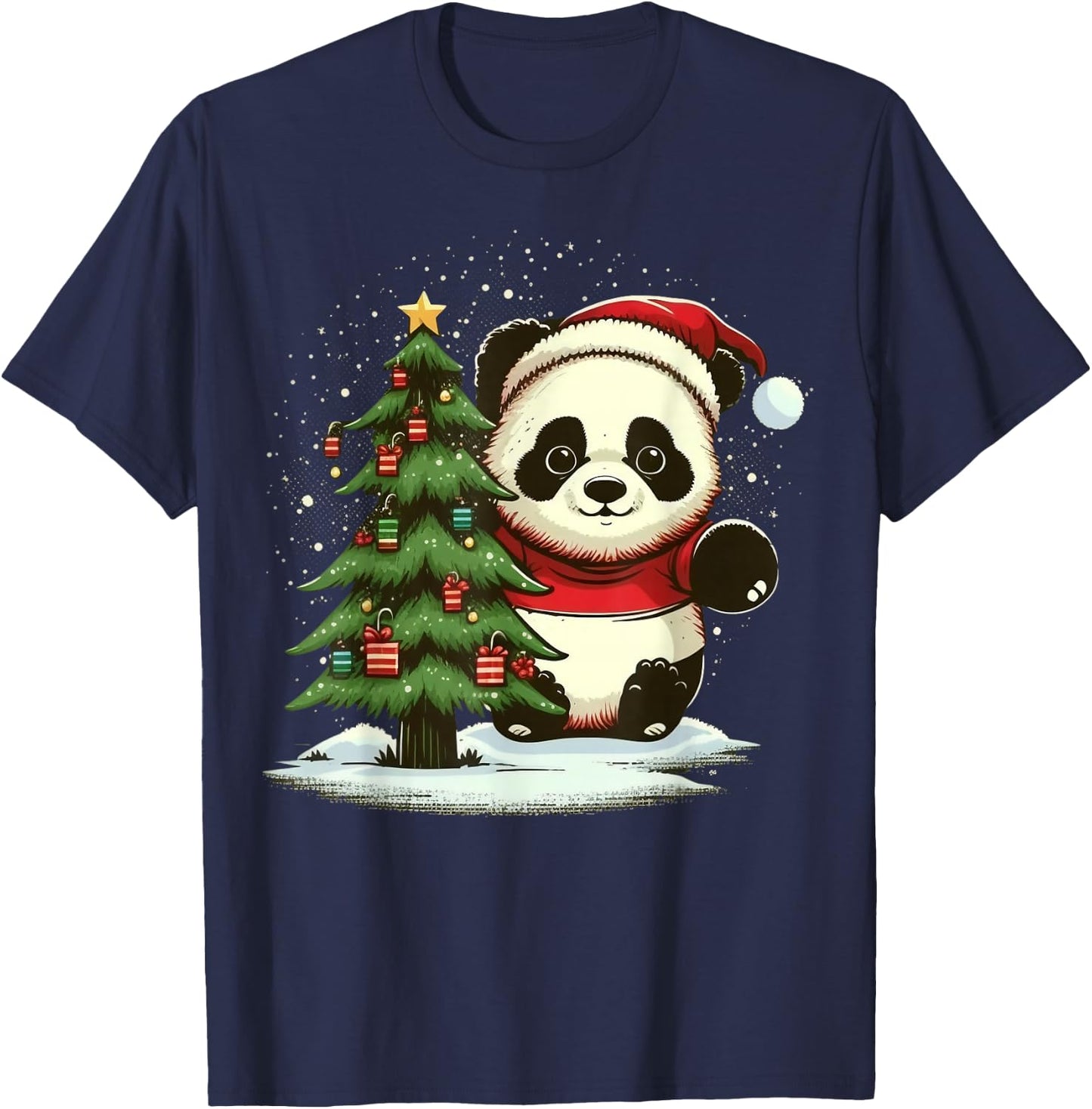Xmas Panda Santa on Christmas Panda T-Shirt - T-Shirt | Navy