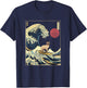 Siamese Cat Japanese Kanagawa Wave Funny Surf Animal T-Shirt - T-Shirt | Navy