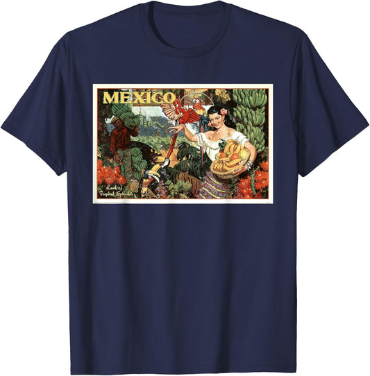 Mexico Land Of Tropical Splendor 1940s Travel Retro Vintage T-Shirt - T-Shirt | Navy