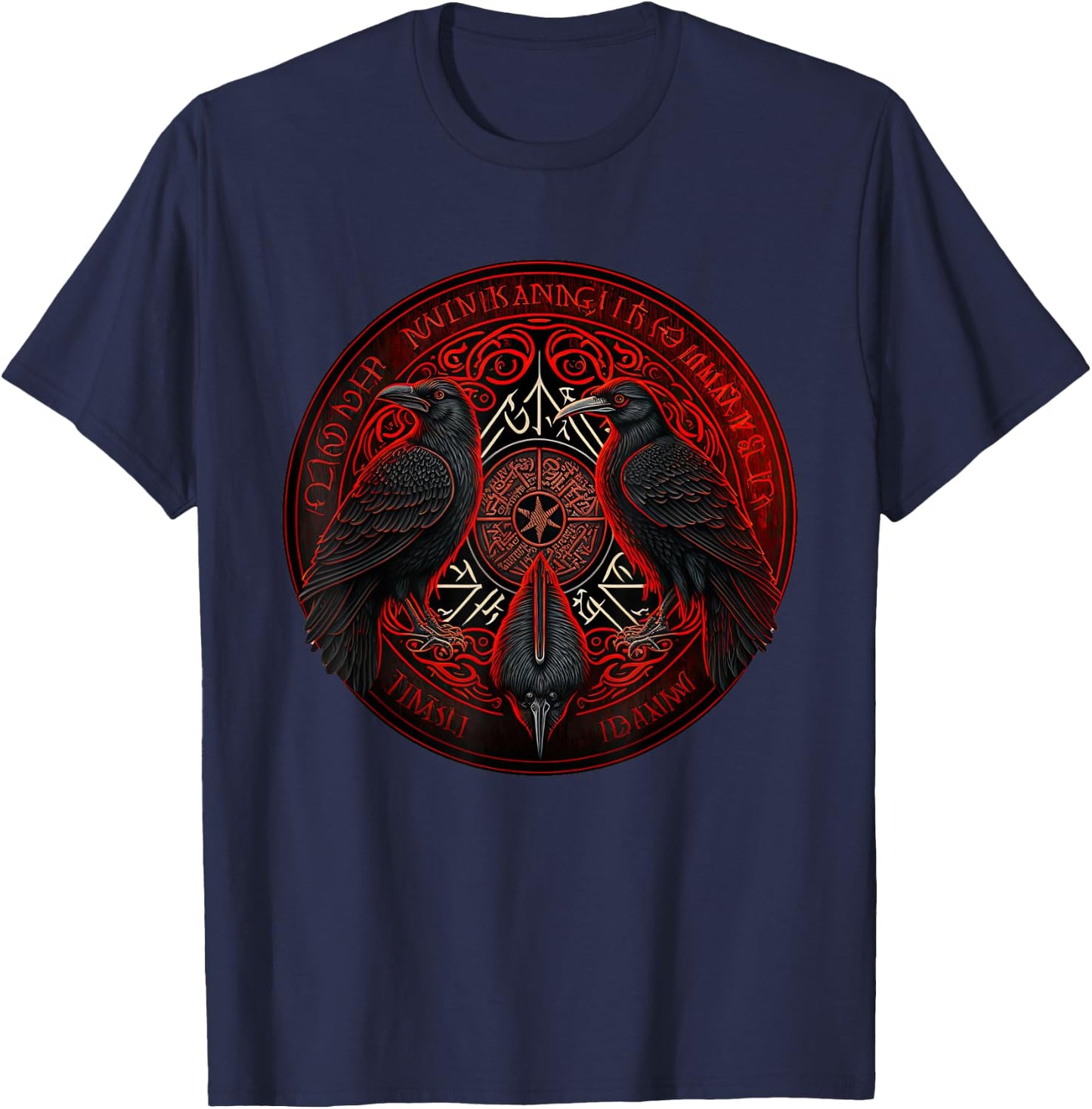 Scandinavian Odin Ravens T-Shirt - T-Shirt | Navy