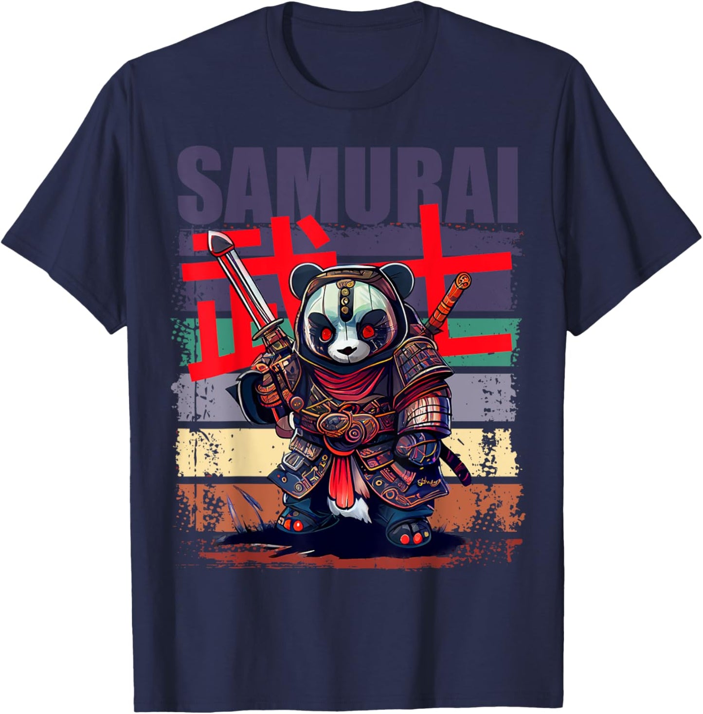 Retro Samurai Artwork Japanese Style for Anime Men and Boys T-Shirt - T-Shirt | Navy