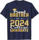 Proud Brother Of 2024 Graduate College Shirt Graduation T-Shirt - T-Shirt | Navy