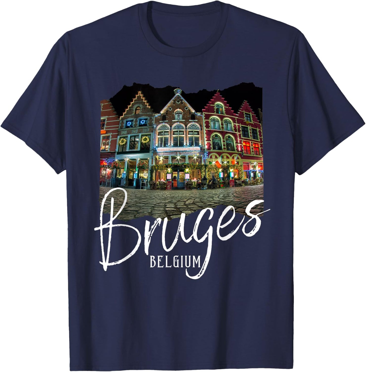 Christmas in Bruges Souvenir Belgium Bruges T-Shirt - T-Shirt | Navy