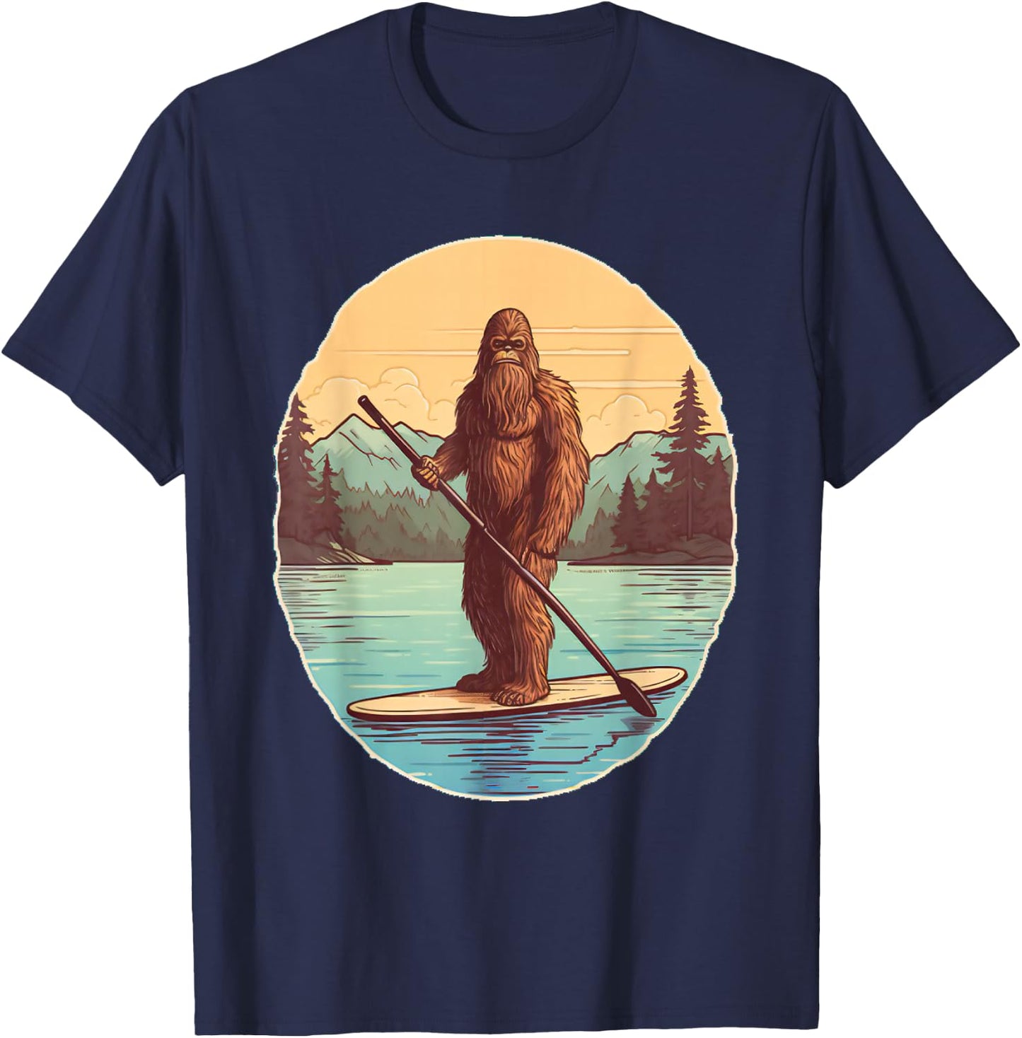 Funny Paddleboarding Bigfoot Paddleboard SUP Paddle Board T-Shirt - T-Shirt | Navy