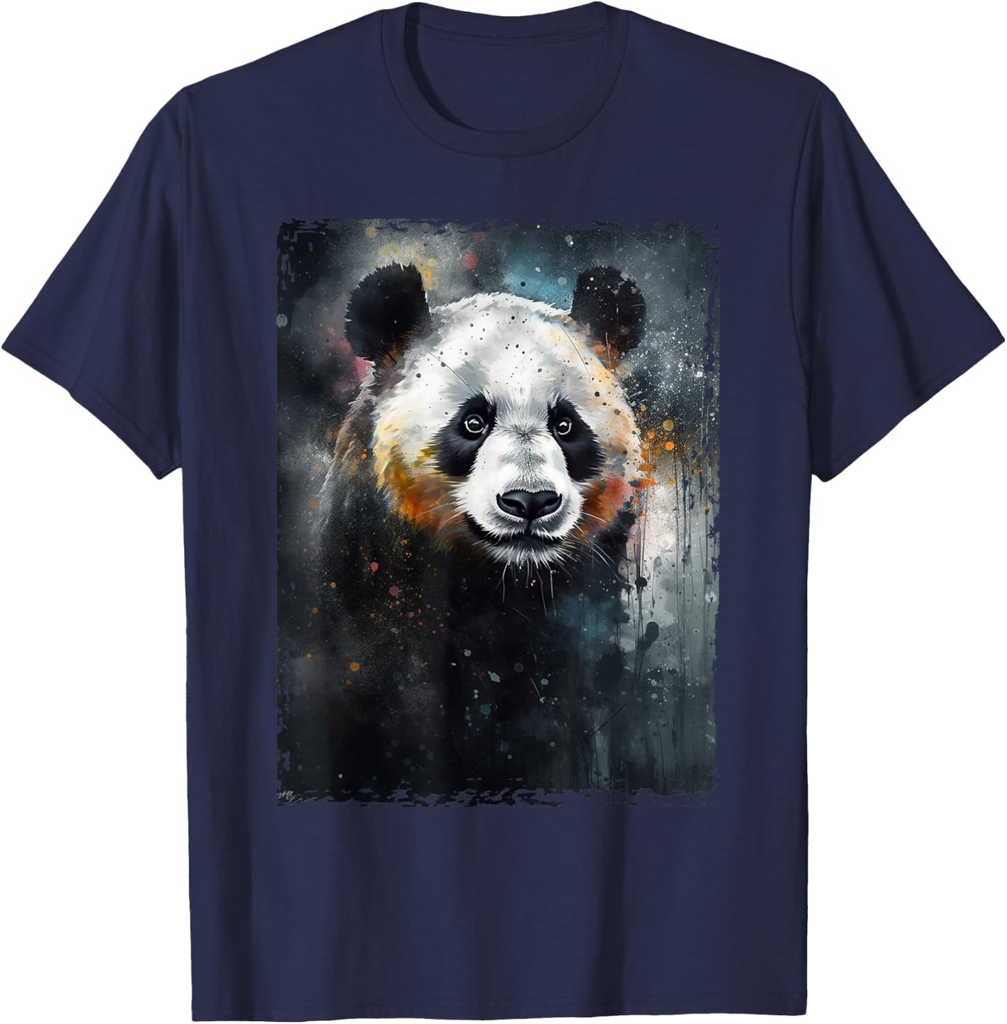 Colorful Beautiful Panda Watercolor Panda Lovers Oil Painting Boys Kids Funny T-Shirt - T-Shirt | Navy