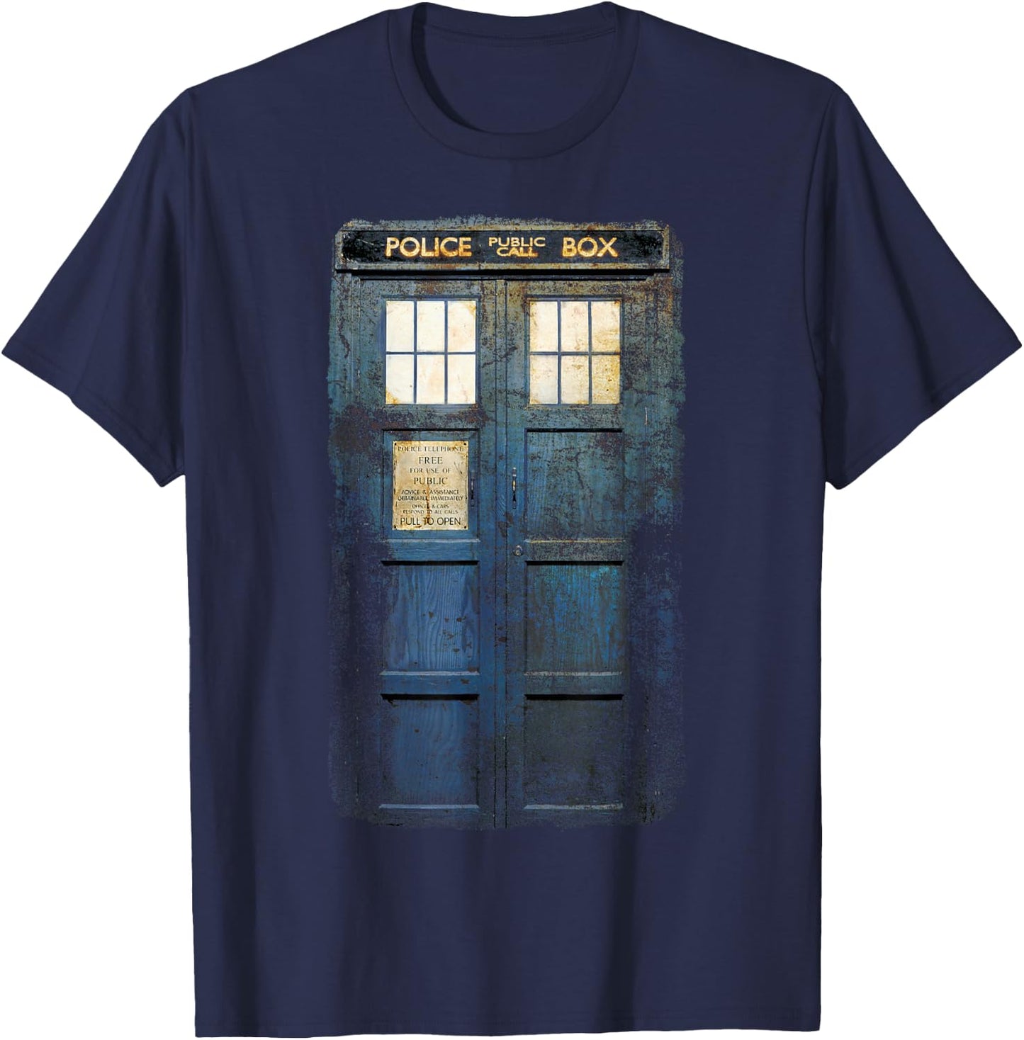 Cosplay Tardis Distressed Time-Traveller Sci-Fan T-Shirt - T-Shirt | Navy