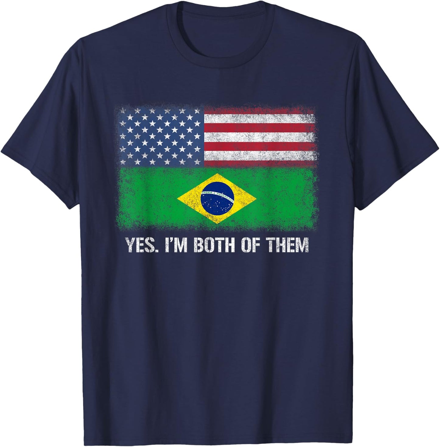 Usa Brazil Brazilian American Flag Dual Citizen Citizenship Kids Men T-Shirt - T-Shirt | Navy