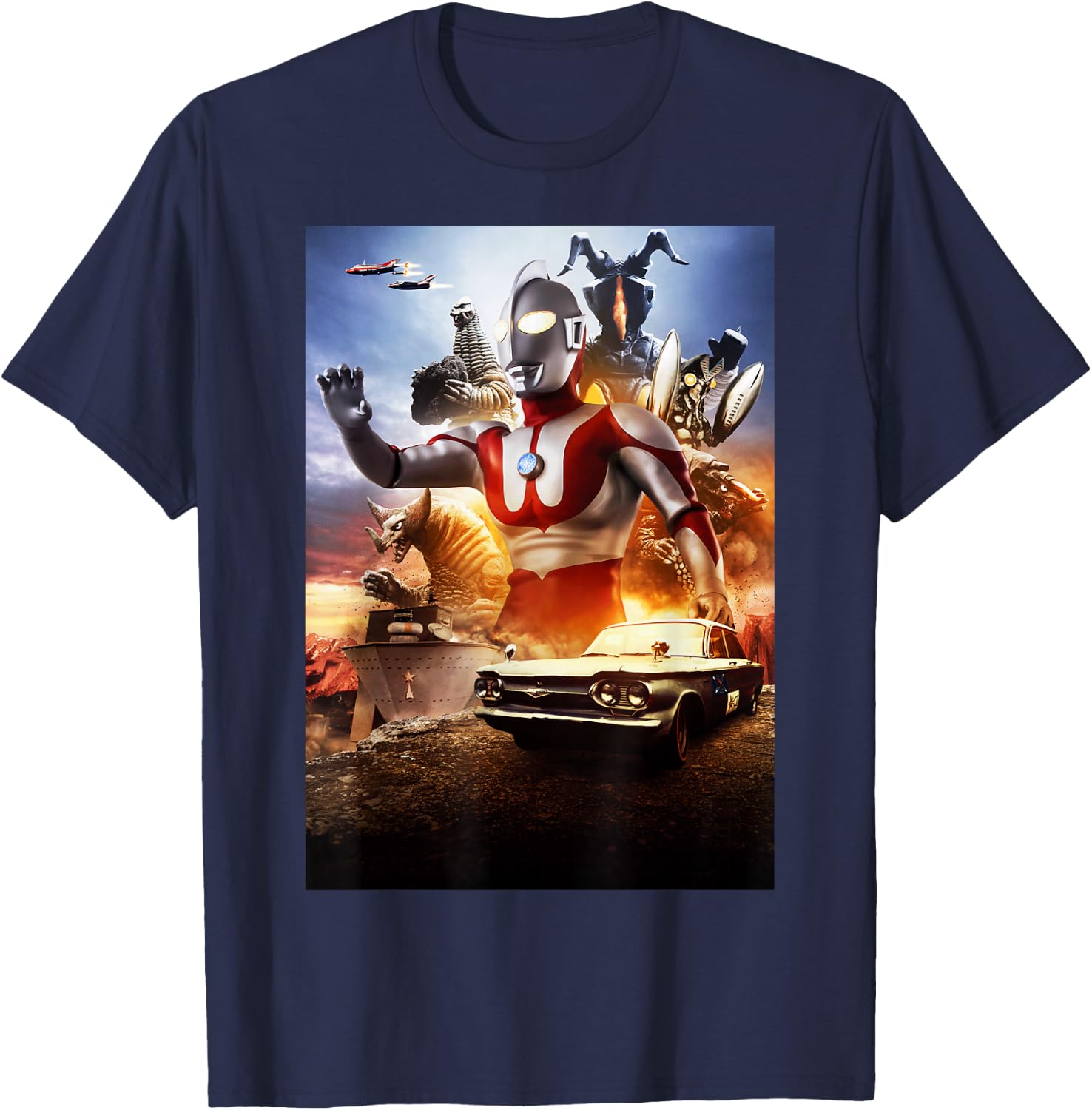 The First 1966 ULTRAMAN Poster Visual Design B T-Shirt - T-Shirt | Navy