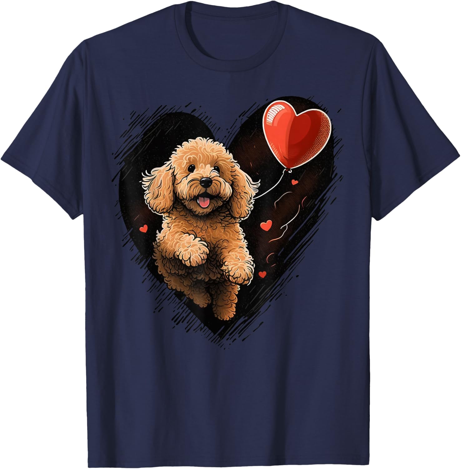 Goldendoodle Heart for Valentines Day on Golden Doodle Lover T-Shirt - T-Shirt | Navy
